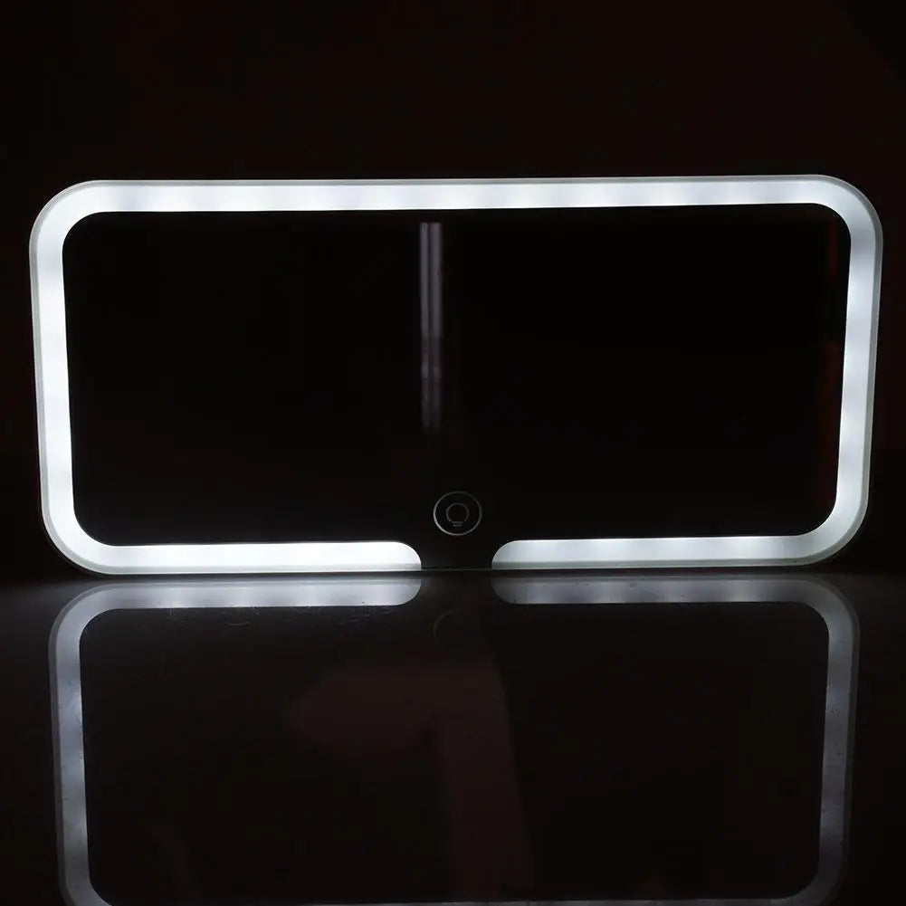 LED Light Modes Stepless Dimming Visor Makeup Mirror Rechargeable Touch Sensor Cosmetic Mirror Large Screen Car Vanity Mirror