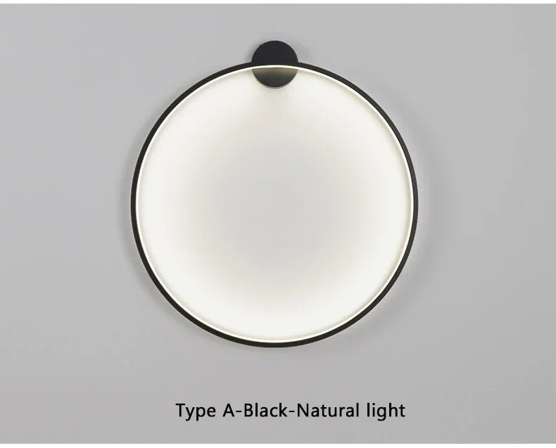 Minimalist LED Circle Background Wall Lamp Home Indoor Decor Wall Sconces Living Room Hall Hotel Wall Lights Bedside Light Black
