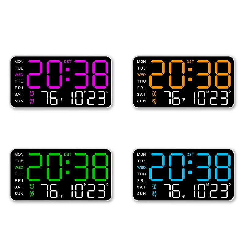 Large Digital Wall Clock With Voice Control LED Display Shows Week Date Temperature Alarm Brightness Adjustable 12/24H Format Fo