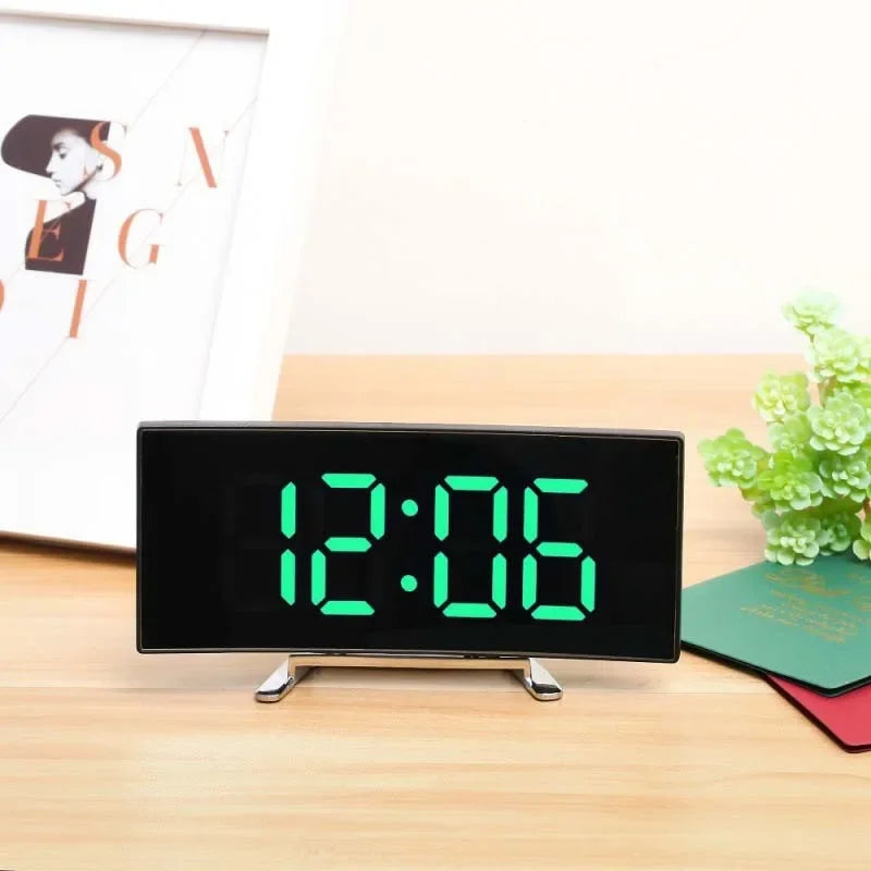 Mirror Digital Alarm Clock Temperature Date 2 Levels of Brightness Adjustment Snooze Table Clock 12/24H Night Mode LED Clock