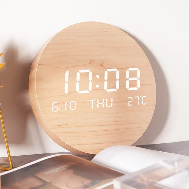 Led Digital Wall Clock With Temperature, Date & Time Display - Multi-functional Silent Operation For Living Room, Bedroom & Home