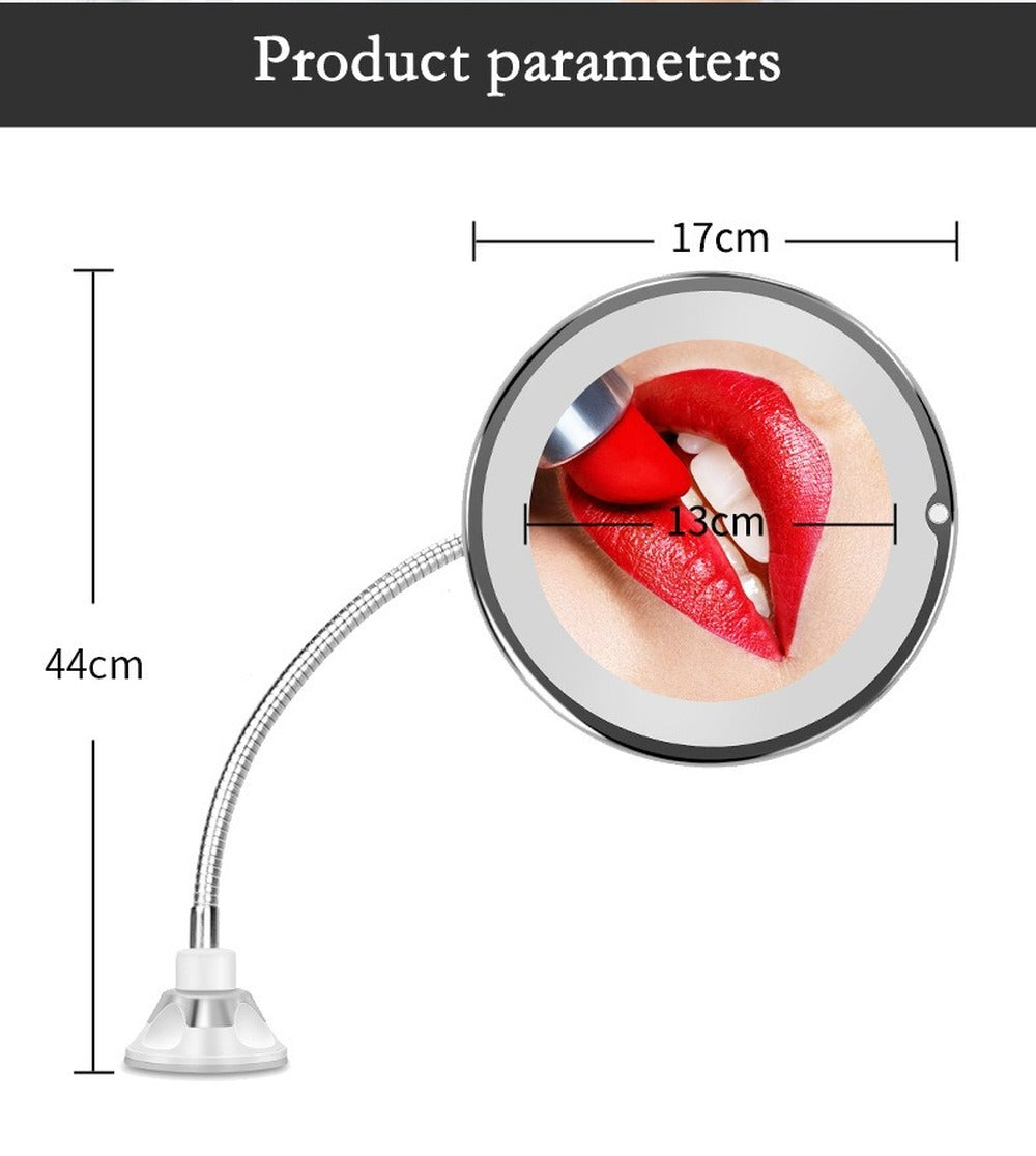 10X LED Mirror Makeup Mirror Flexible Mirror illuminated Magnifying Vanity Mirrors with Light Make up Miroir Bathroom Mirrors