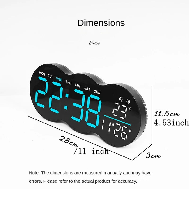 LED Digital Alarm Clock with Temperature Date Week Display Electronic Table Clock Brightness Adjust Alarm Clocks Remote Control