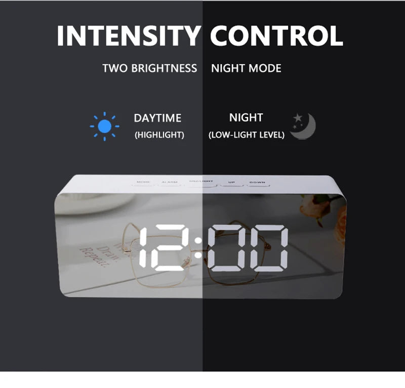 Digital Alarm Clock LED Electronic Desktop Clock with Temperature for Bedroom Home Office Teens Kids