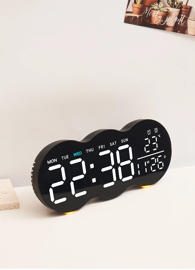 LED Digital Alarm Clock with Temperature Date Week Display Electronic Table Clock Brightness Adjust Alarm Clocks Remote Control