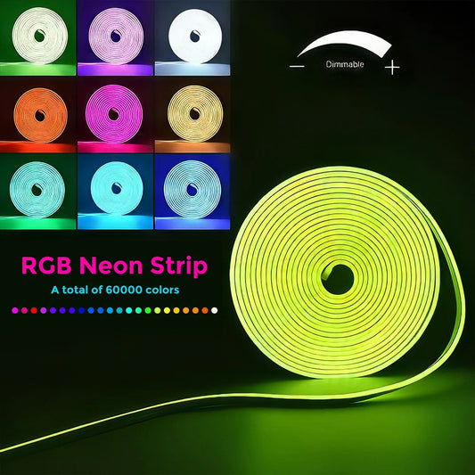 10M/5M RGB Smart WIFI Neon LED Strip Light Compatible with Alexa, 12V 108leds/m Waterproof Music Sync DIY Tape Controlled by APP