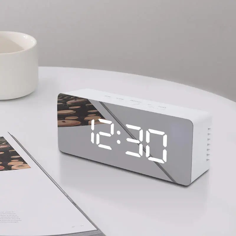 Digital Alarm Clock LED Electronic Desktop Clock with Temperature for Bedroom Home Office Teens Kids