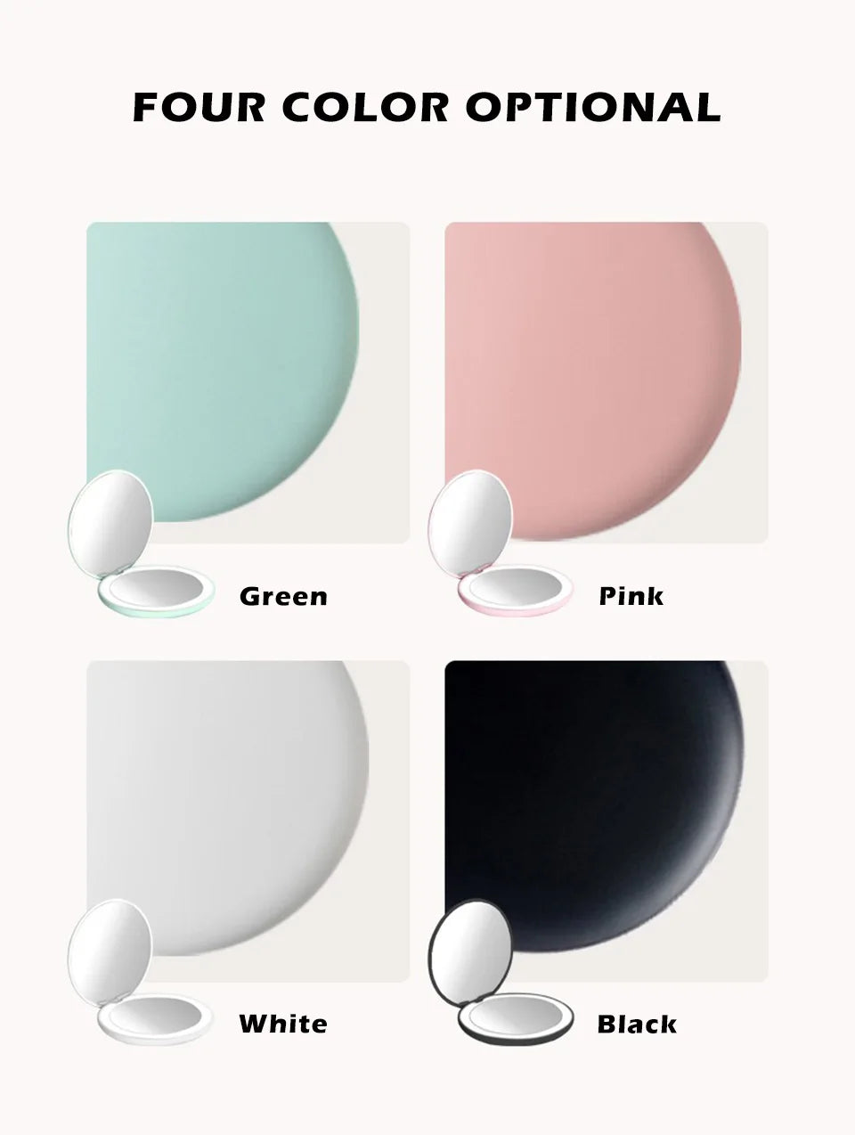 Miroir Compact Small Mini Player With Led Light Illuminated Women's Pocket Mirrors With 10x Magnification And Rechargeability