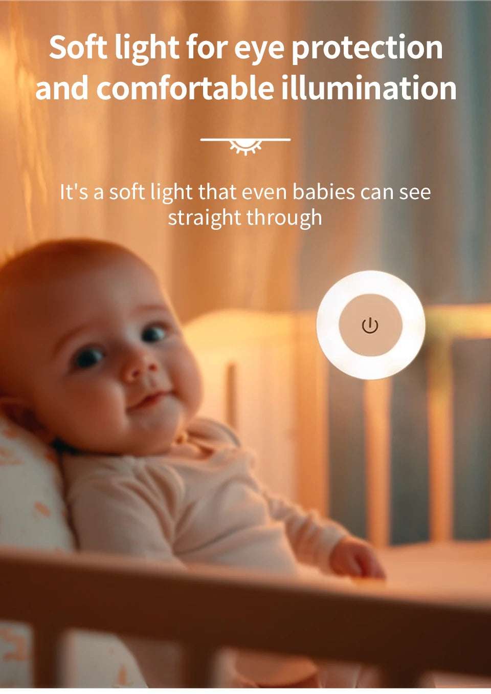 6CM Rechargeable Led Night Light with Touch Switch Wireless Wall Lamp Reading Book Light 3-Colors Dimmable for Bedroom Cabinet
