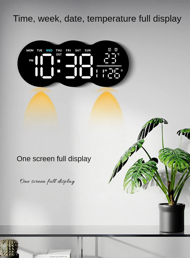 LED Digital Alarm Clock with Temperature Date Week Display Electronic Table Clock Brightness Adjust Alarm Clocks Remote Control