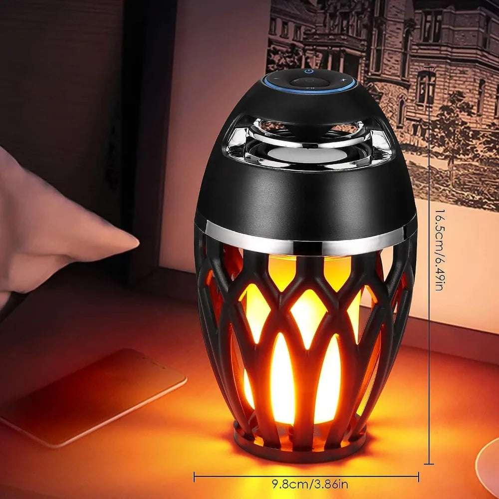 LED Flame Table Lamp Atmosphere Bluetooth Speaker Night Light for Indoor Outdoor Torch Atmosphere Bluetooth Speakers Waterproof