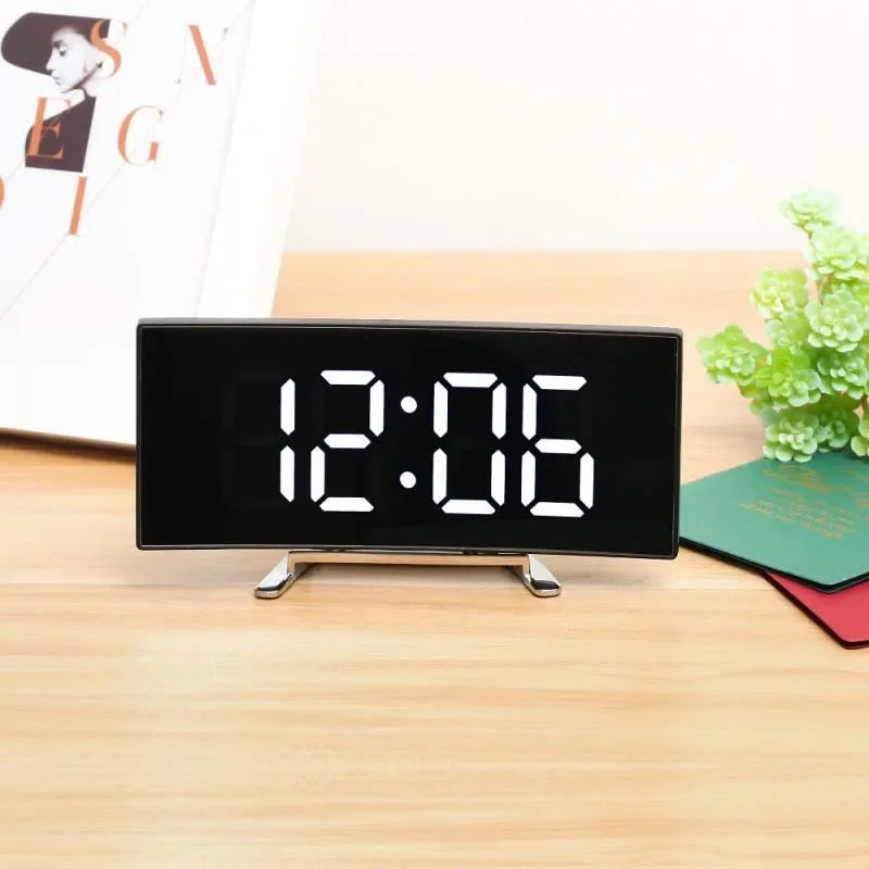 Mirror Digital Alarm Clock Temperature Date 2 Levels of Brightness Adjustment Snooze Table Clock 12/24H Night Mode LED Clock