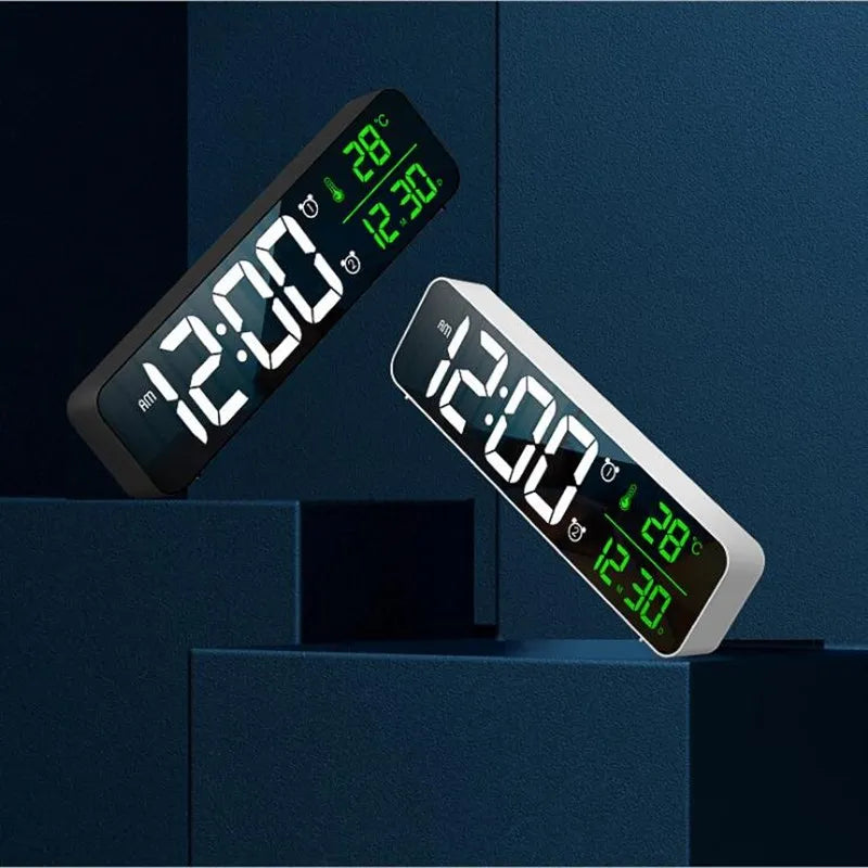 LED Digital Alarm Clock Temperature Date Display Snooze USB Desktop Mirror LED Clocks for Living Room Decoration