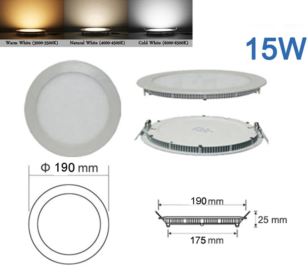 Ultra Thin LED Panel Downlight 3W 6W 9W 12W15W 18W Round/ Square LED Ceiling Recessed Light AC85-265V LED Panel dimmable lamps