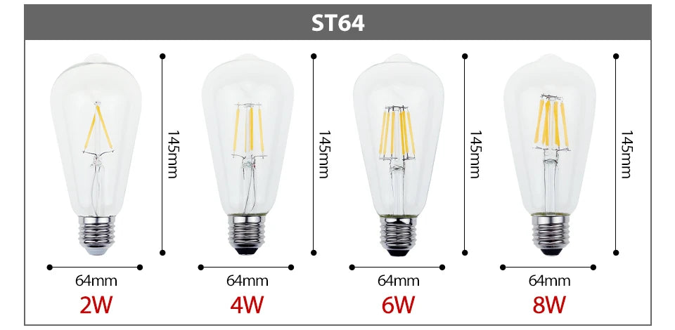 Retro Vintage LED Edison Lamp Bulb E27 E14 LED Filament light 220V 8W 6W 4W 2W Vintage Candle Light Ampoule Incandescent Bulb