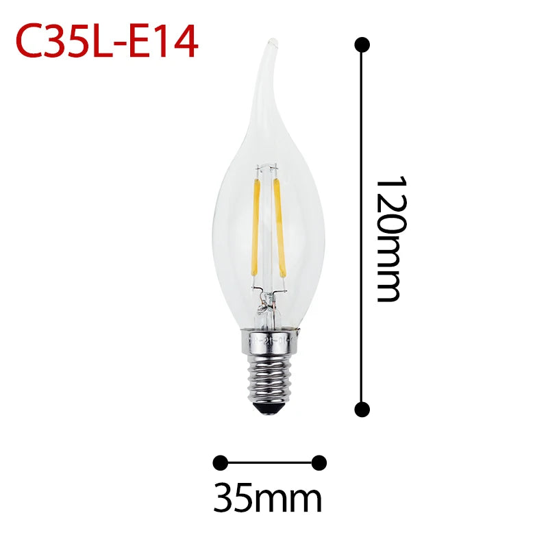 Retro Vintage LED Edison Lamp Bulb E27 E14 LED Filament light 220V 8W 6W 4W 2W Vintage Candle Light Ampoule Incandescent Bulb