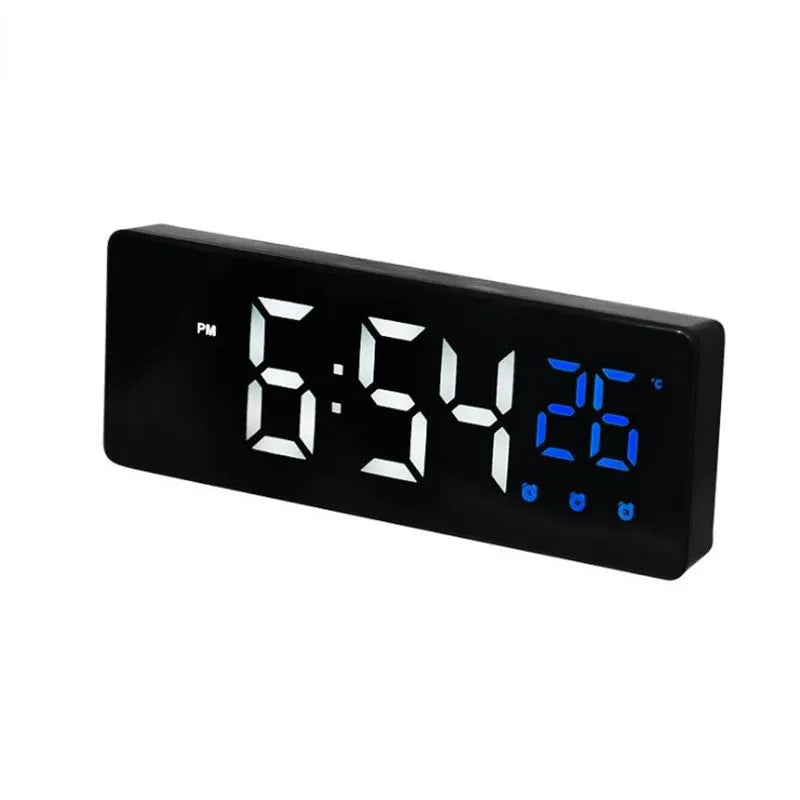 LED Digital Alarm Clock Temperature Date Display Snooze USB Desktop Mirror LED Clocks for Living Room Decoration