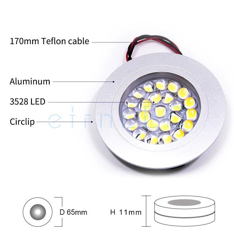 etrnLED Ceiling Led Spot Light Round Mini Focus 12V Ultra Thin Dimmable Built In Lamps Indoor Home Showcase Cabinet Downlight