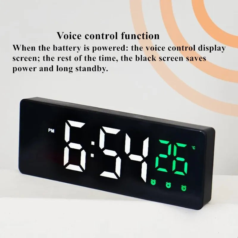 LED Digital Alarm Clock Temperature Date Display Snooze USB Desktop Mirror LED Clocks for Living Room Decoration