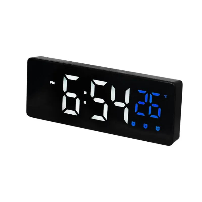LED Digital Alarm Clock Temperature Date Display Snooze USB Desktop Mirror LED Clocks for Living Room Decoration