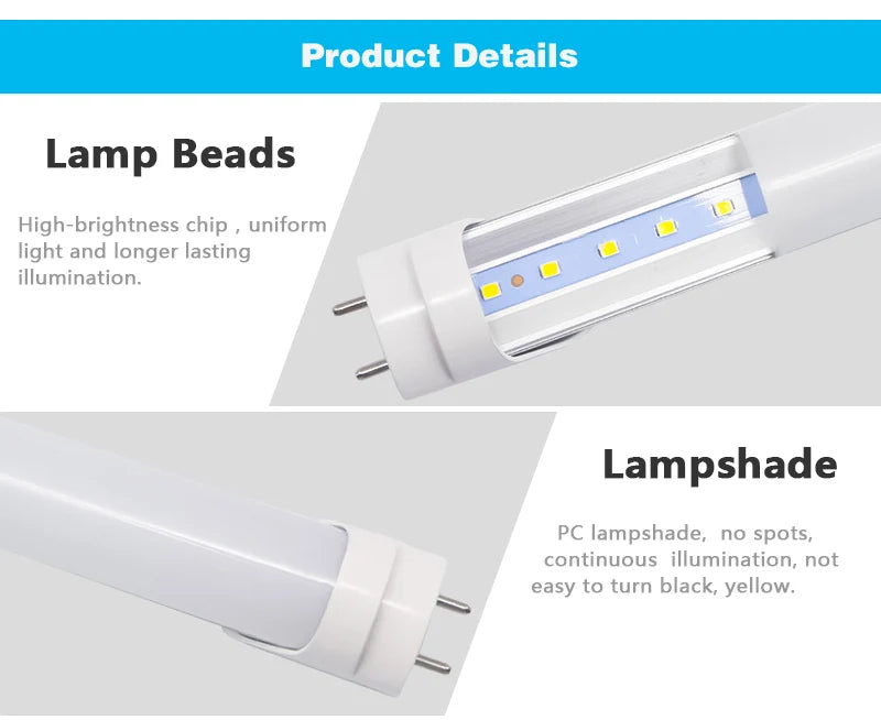 T8 LED Tube Lights 1ft 1.5ft G13 Bin pin LED Lamps  85-265V Warm white