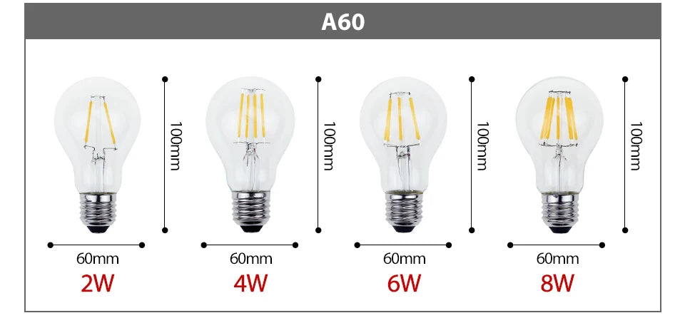 Retro Vintage LED Edison Lamp Bulb E27 E14 LED Filament light 220V 8W 6W 4W 2W Vintage Candle Light Ampoule Incandescent Bulb
