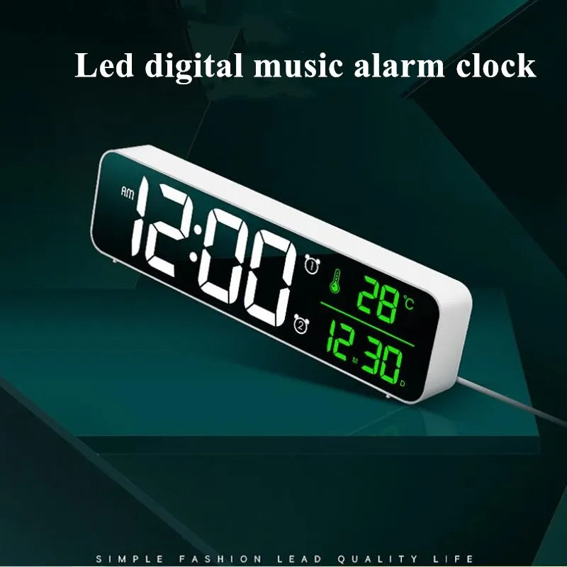 LED Digital Alarm Clock Temperature Date Display Snooze USB Desktop Mirror LED Clocks for Living Room Decoration