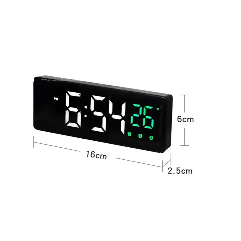 LED Digital Alarm Clock Temperature Date Display Snooze USB Desktop Mirror LED Clocks for Living Room Decoration