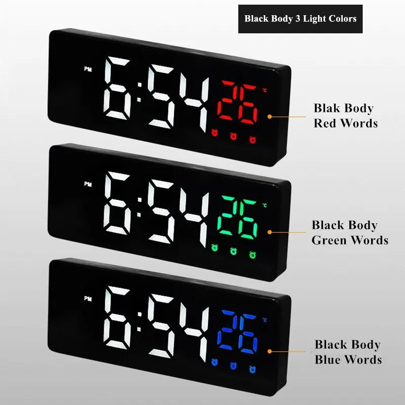 LED Digital Alarm Clock Temperature Date Display Snooze USB Desktop Mirror LED Clocks for Living Room Decoration