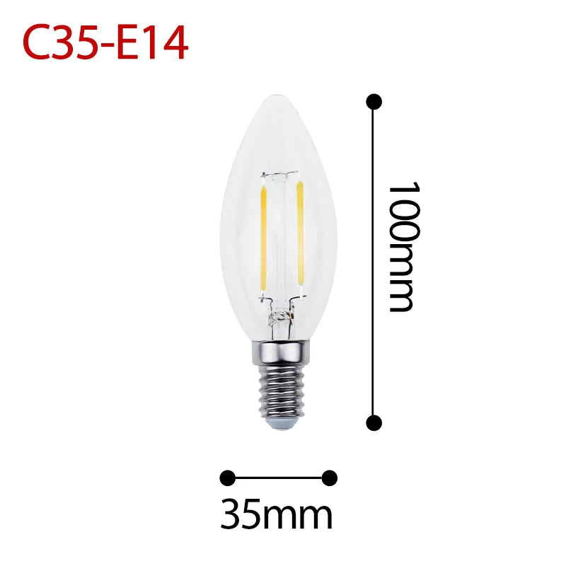 Retro Vintage LED Edison Lamp Bulb E27 E14 LED Filament light 220V 8W 6W 4W 2W Vintage Candle Light Ampoule Incandescent Bulb