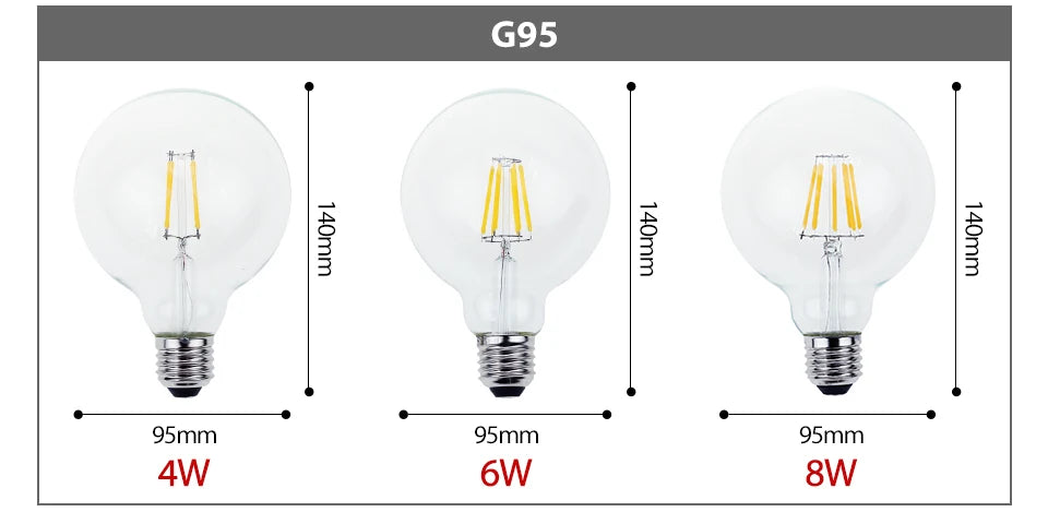 Retro Vintage LED Edison Lamp Bulb E27 E14 LED Filament light 220V 8W 6W 4W 2W Vintage Candle Light Ampoule Incandescent Bulb