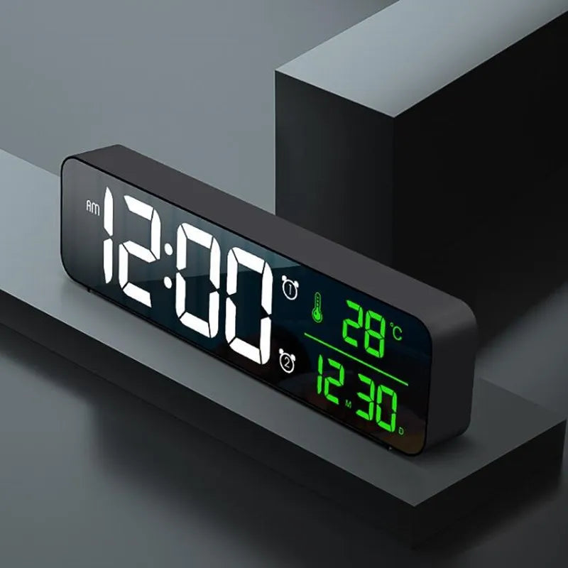 LED Digital Alarm Clock Temperature Date Display Snooze USB Desktop Mirror LED Clocks for Living Room Decoration