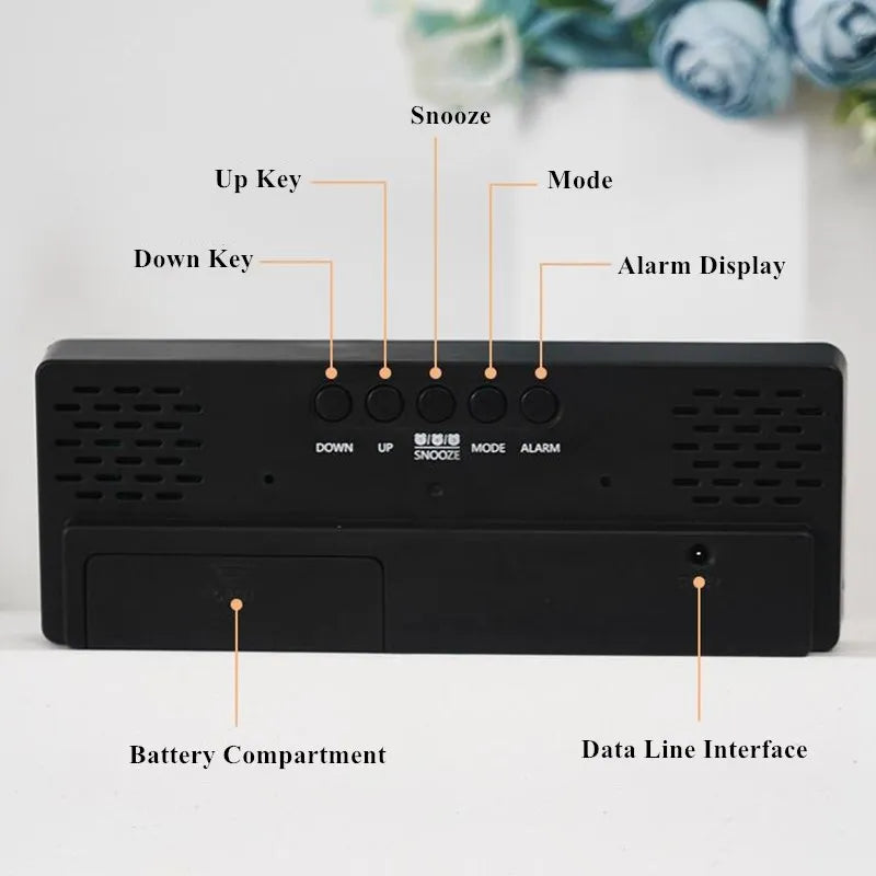 LED Digital Alarm Clock Temperature Date Display Snooze USB Desktop Mirror LED Clocks for Living Room Decoration