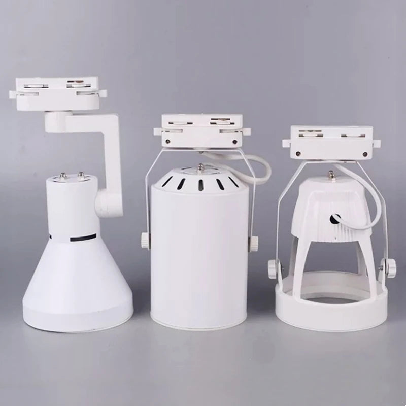 PAR30 LED E27 Track Light Bracket Base 2-Wires Rail Ceiling Lamps Holder Clothing Store Living Room Replaceable Spotlight Socket