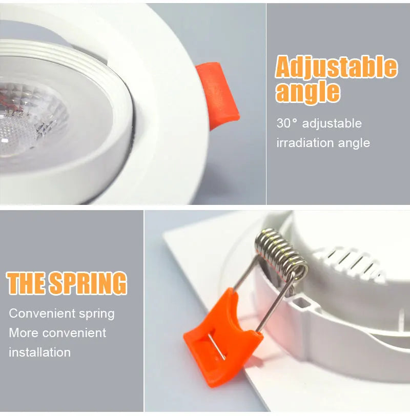 Ultrathin Led Downlight 7W 9W 12W 5W 3W 220V 110V Recessed Ceiling Light Round Square Panel Down Light Spotlight indoor Lighting