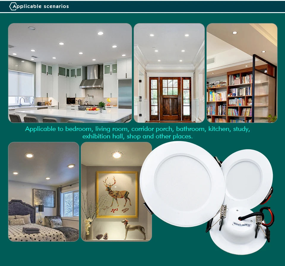 1-10pcs Led Recessed Downlight AC 220V Led Decoration Round Ceiling Lamp 3W 5W 7W 9W 12W 15W LED Spot Light FOR Indoor Lighting