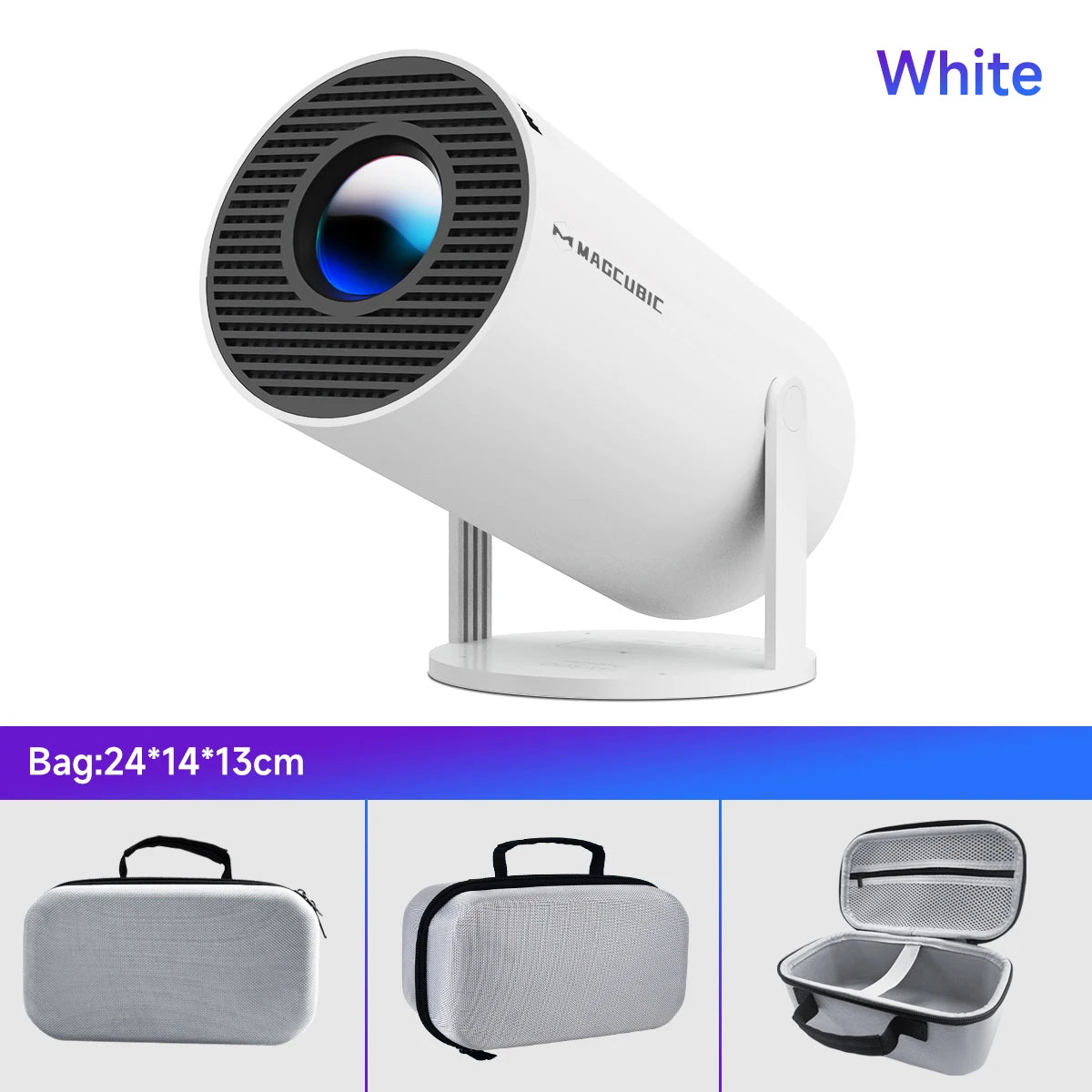 Magcubic Projector Android 11 4K 1280*720P HY300 Pro + Dual Wifi 260ANSI 180°flexible BT5.0 Cinema Outdoor Portable Projector