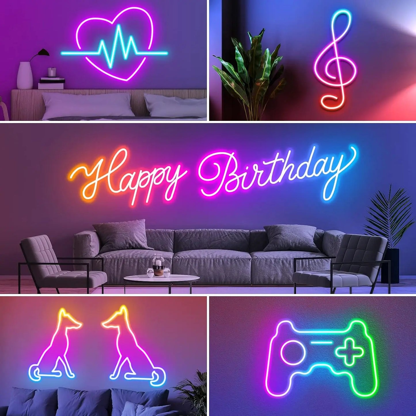 10M/5M RGB Smart WIFI Neon LED Strip Light Compatible with Alexa, 12V 108leds/m Waterproof Music Sync DIY Tape Controlled by APP