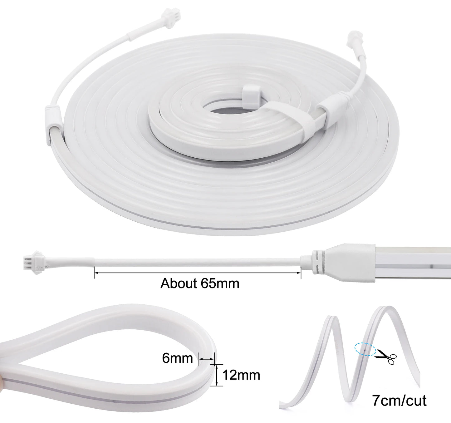 Tuya WiFi Smart WS2811 RGBIC LED Neon Light 12V 24V Waterproof Flexible LED Strip Light Bluetooth LED Tape Ribbon Bedroom Decor