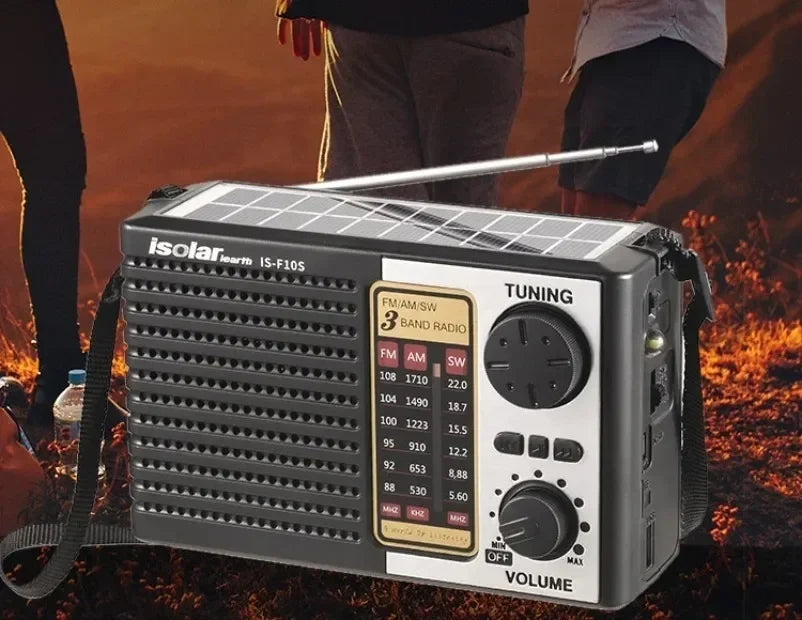 Wireless Bluetooth Speaker LED Flashlight FM AM SW Radio Solar Charging Emergency Radio TF Card Full Band High Sensitivity