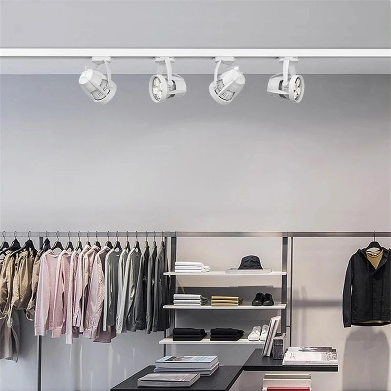 PAR30 LED E27 Track Light Bracket Base 2-Wires Rail Ceiling Lamps Holder Clothing Store Living Room Replaceable Spotlight Socket