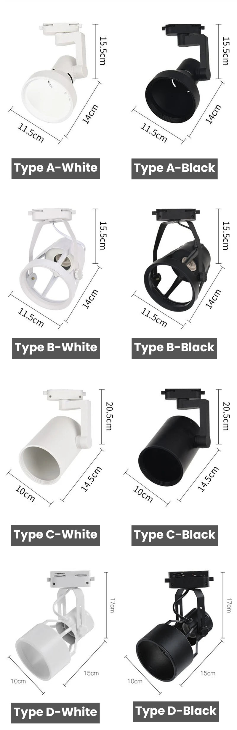 PAR30 LED E27 Track Light Bracket Base 2-Wires Rail Ceiling Lamps Holder Clothing Store Living Room Replaceable Spotlight Socket