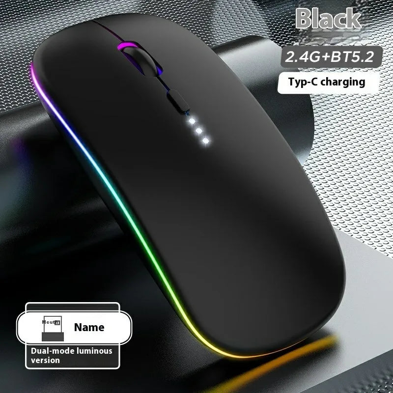 LED Wireless Mouse For Laptop Tablet PC Bluetooth RGB Rechargeable Mouses 2.4G+Bluetooth Silent Mice Backlit Gaming Mouse