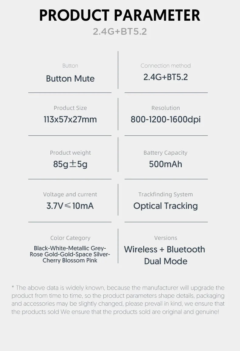 LED Wireless Mouse For Laptop Tablet PC Bluetooth RGB Rechargeable Mouses 2.4G+Bluetooth Silent Mice Backlit Gaming Mouse