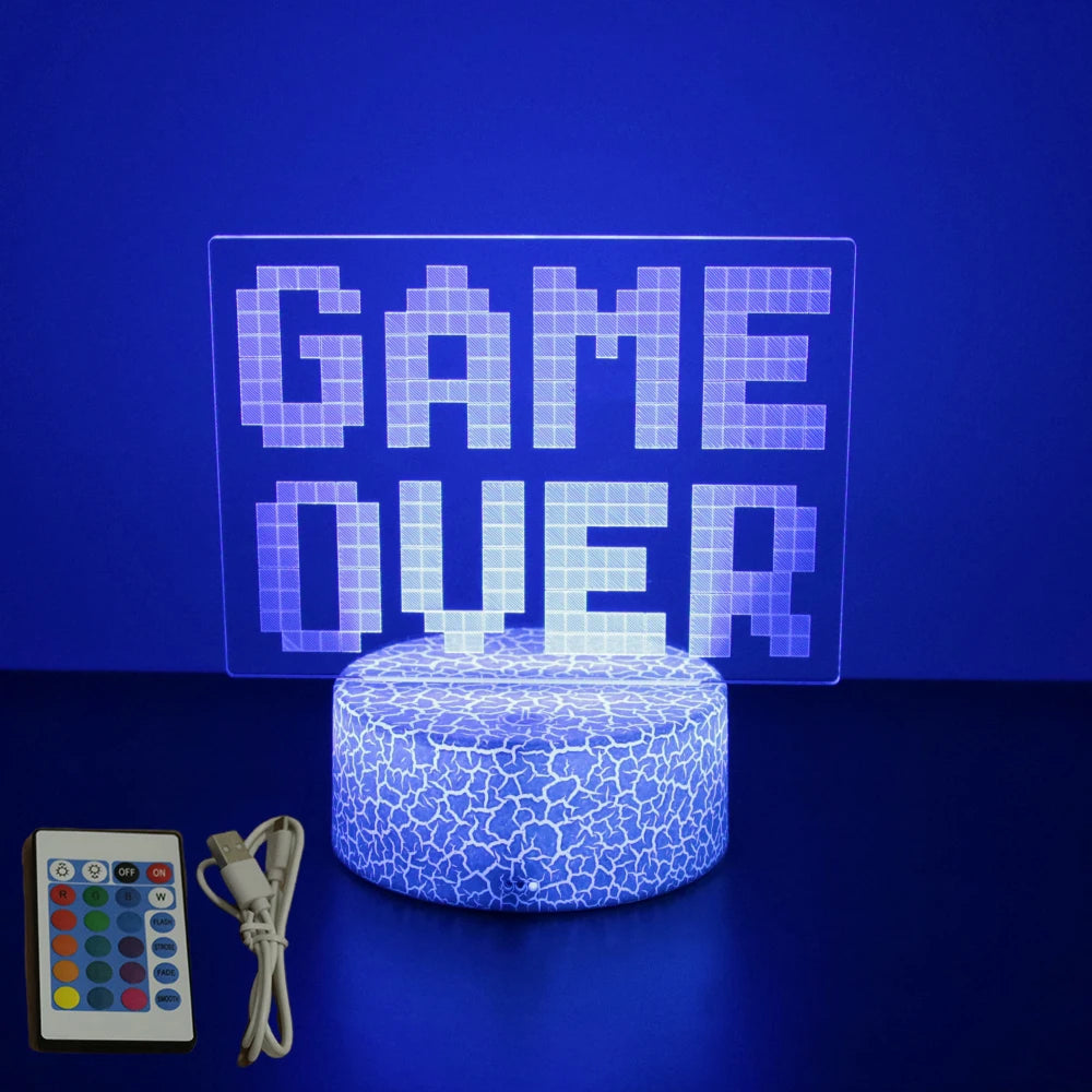 NEON GAMER 3D Lamp LED Night Light Gaming Setup RGB Children's Lamps Gamer Room Decoration Bedroom Table Lamp Personalized Gifts