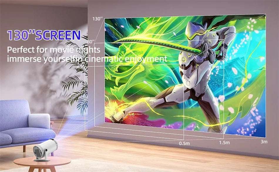 Projecteur de Cinéma Maison HOT FY300 - Support 4K, Dual Wifi6, Luminosité 260 ANSI et Rotation Flexible 180°