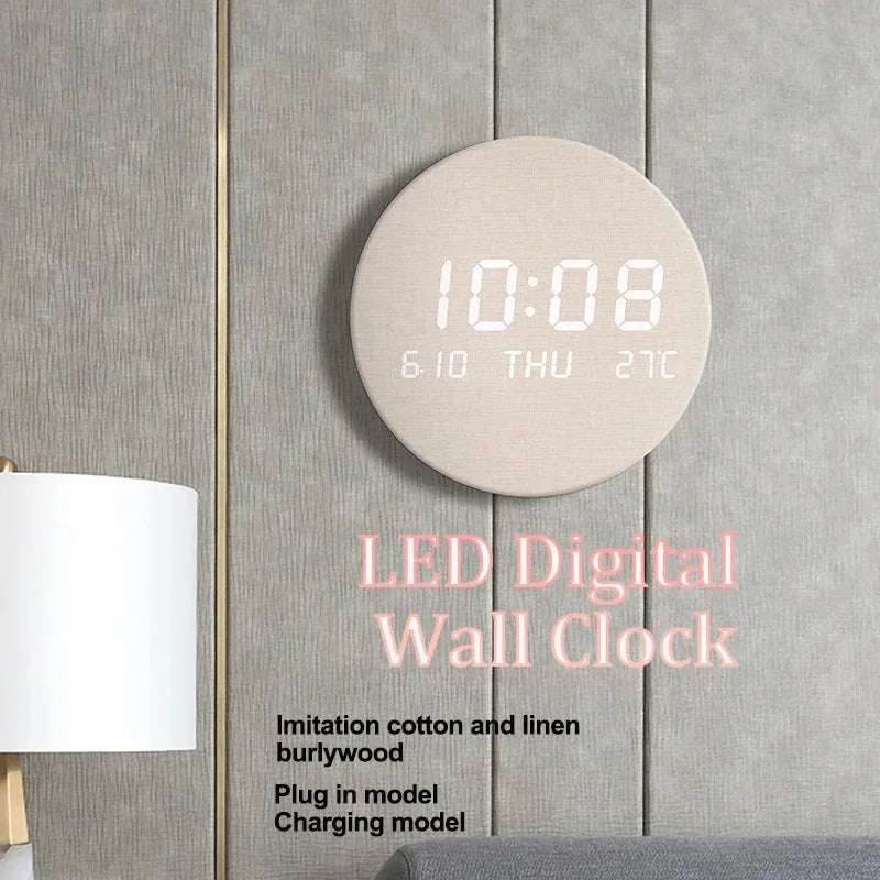 Led Digital Wall Clock With Temperature, Date & Time Display - Multi-functional Silent Operation For Living Room, Bedroom & Home