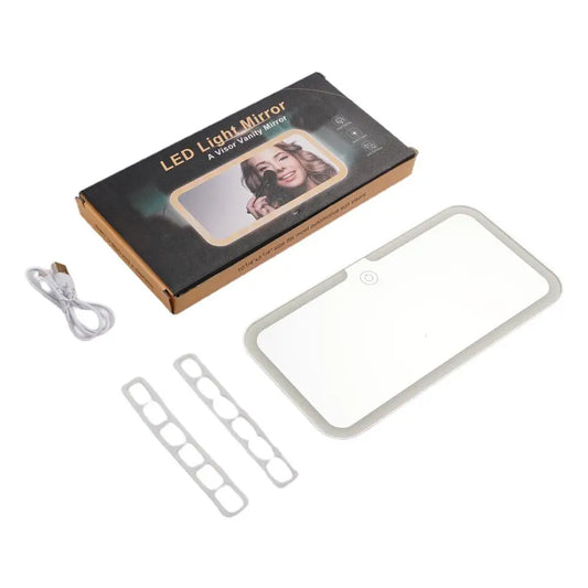 LED Light Modes Stepless Dimming Visor Makeup Mirror Rechargeable Touch Sensor Cosmetic Mirror Large Screen Car Vanity Mirror