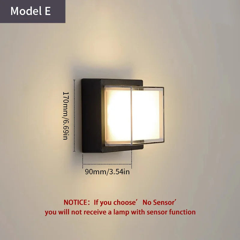 LED Outdoor Wall Light PIR Motion Sensor Wall lamp AC110V 220V Waterproof Modern Indoor Home Balcony Porch Garden Decoration