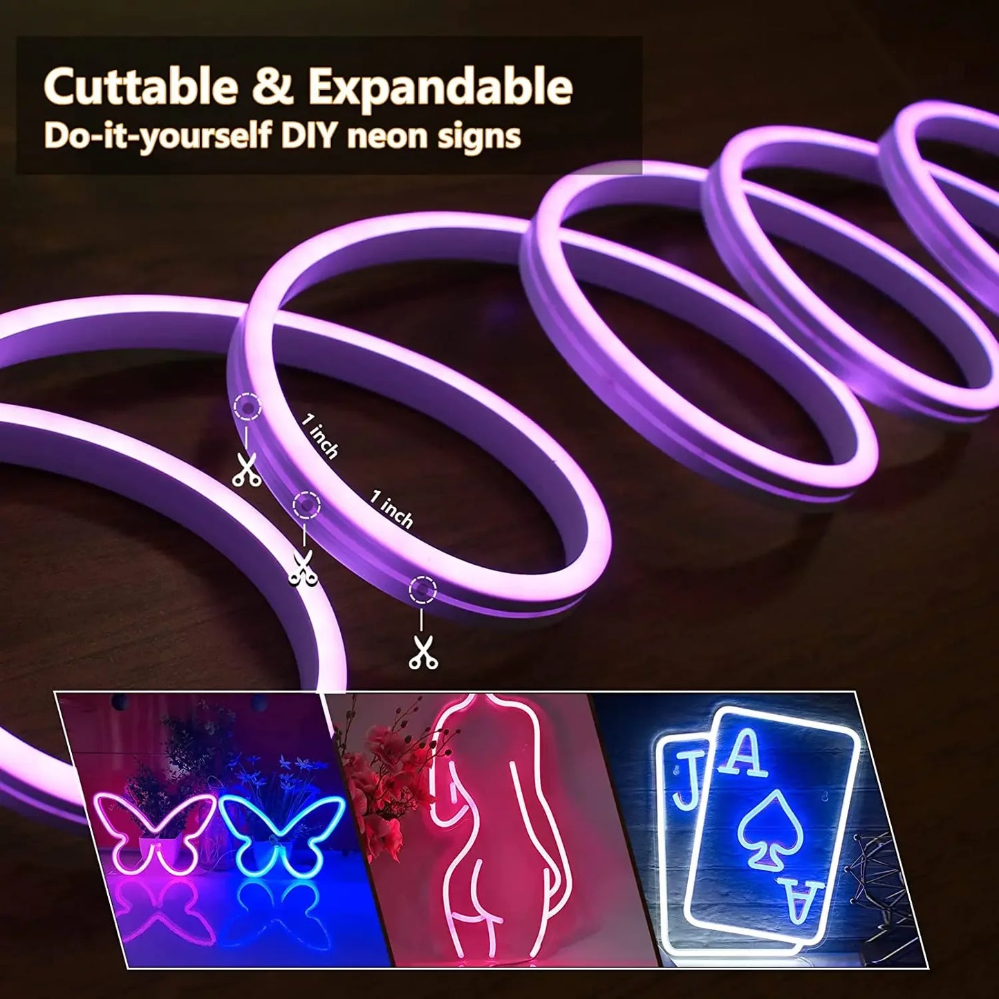 10M/5M RGB Smart WIFI Neon LED Strip Light Compatible with Alexa, 12V 108leds/m Waterproof Music Sync DIY Tape Controlled by APP
